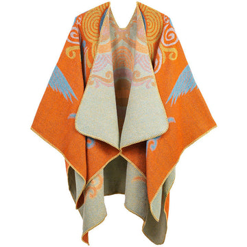 Tactile Knit Cloud Crane Pattern Mindful Meditation Tibetan Shawl