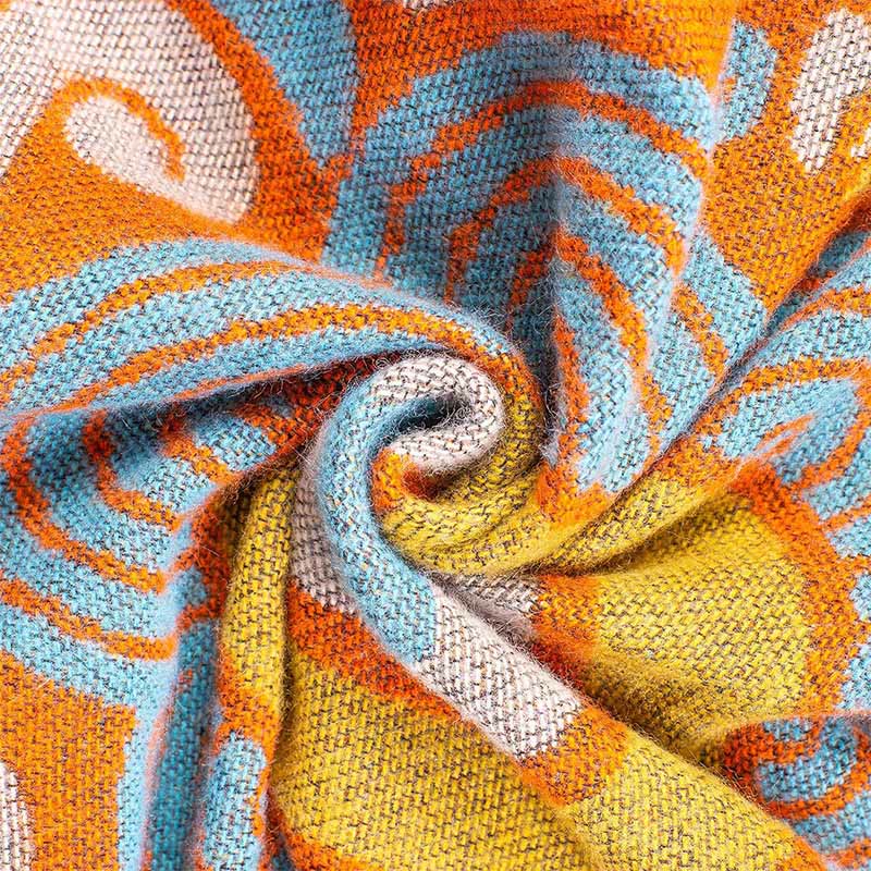 Tactile Knit Cloud Crane Pattern Mindful Meditation Tibetan Shawl