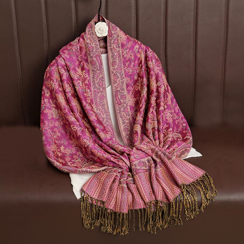 Ethnic Daily Tibetan Paisley Pattern Tassel Cozy Scarf Shawl