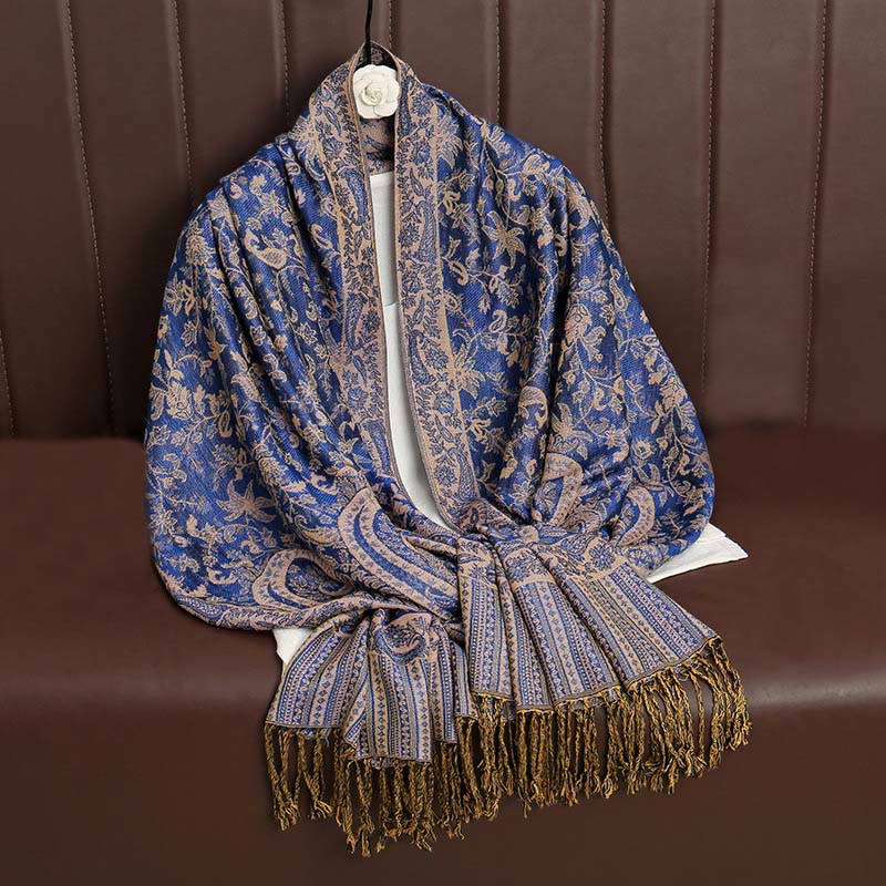 Ethnic Daily Tibetan Paisley Pattern Tassel Cozy Scarf Shawl