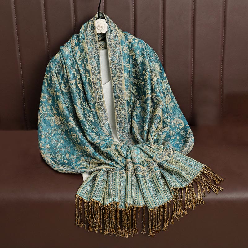 Ethnic Daily Tibetan Paisley Pattern Tassel Cozy Scarf Shawl