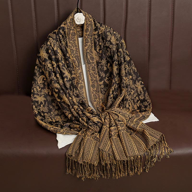 Ethnic Daily Tibetan Paisley Pattern Tassel Cozy Scarf Shawl