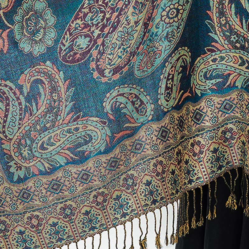 Fine-Knit Paisley Pattern Meditation Wrap Tibetan Shawl