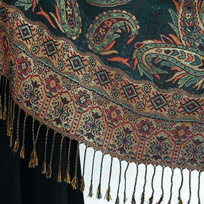 Fine-Knit Paisley Pattern Meditation Wrap Tibetan Shawl