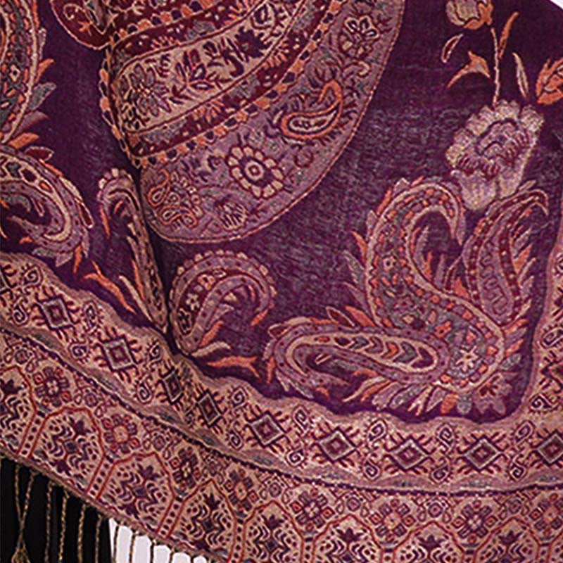 Fine-Knit Paisley Pattern Meditation Wrap Tibetan Shawl