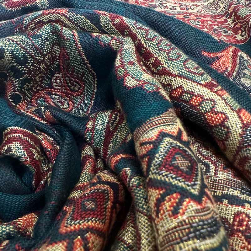 Fine-Knit Paisley Pattern Meditation Wrap Tibetan Shawl
