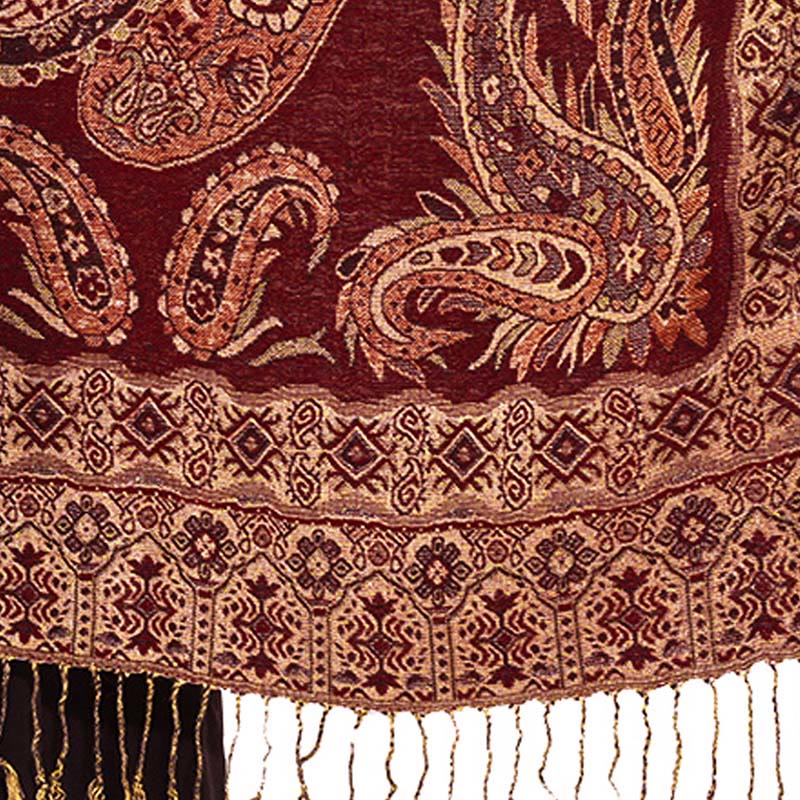 Fine-Knit Paisley Pattern Meditation Wrap Tibetan Shawl
