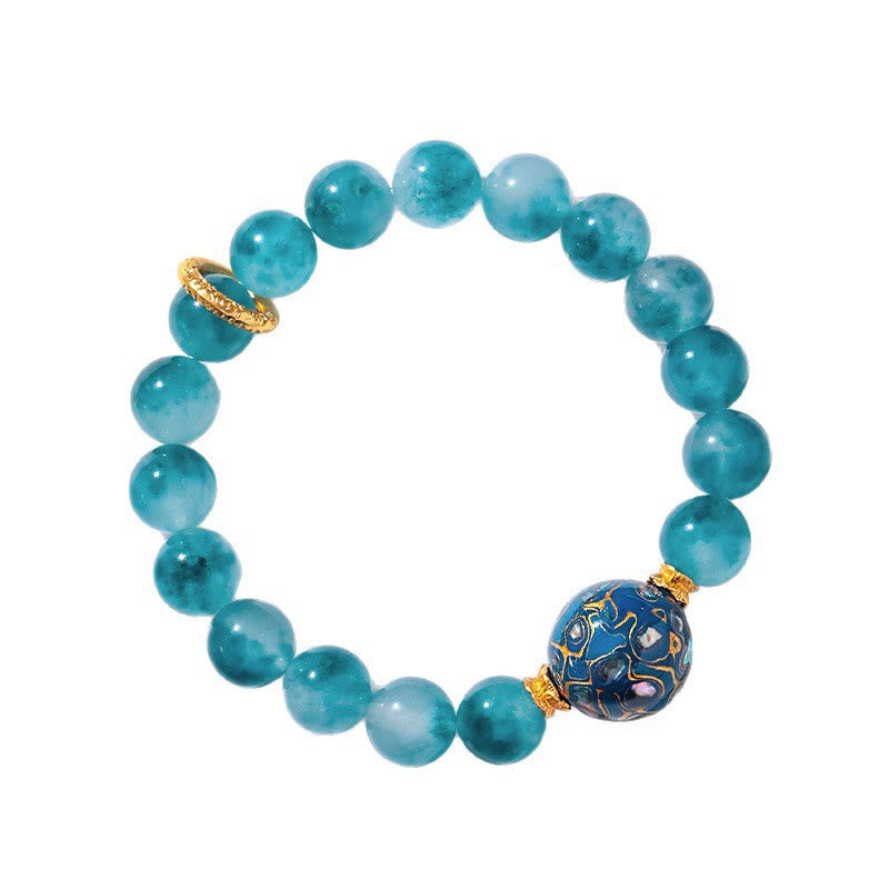 Natural 10mm Blue Chalcedony Beaded Bracelet