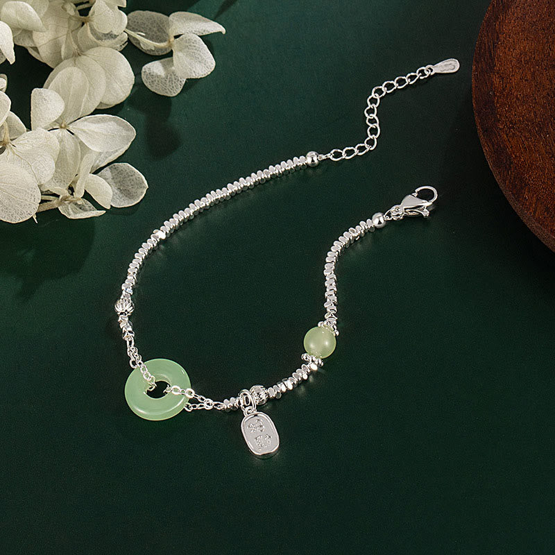 Handcrafted Sterling Silver & Copper Fu Character Ping An Kou Peace Buckle Bracelet