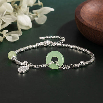 Handcrafted Sterling Silver & Copper Fu Character Ping An Kou Peace Buckle Bracelet