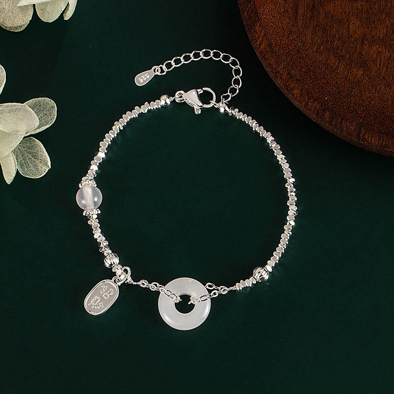 Handcrafted Sterling Silver & Copper Fu Character Ping An Kou Peace Buckle Bracelet