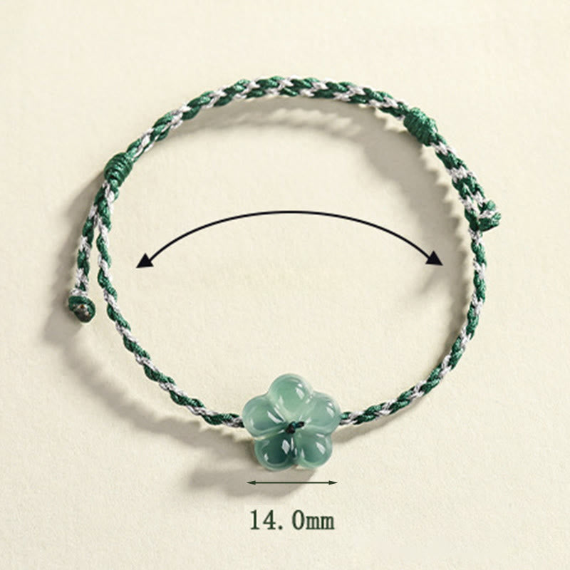 Natural Flower Jade Hand-Woven Prosperity Bracelet