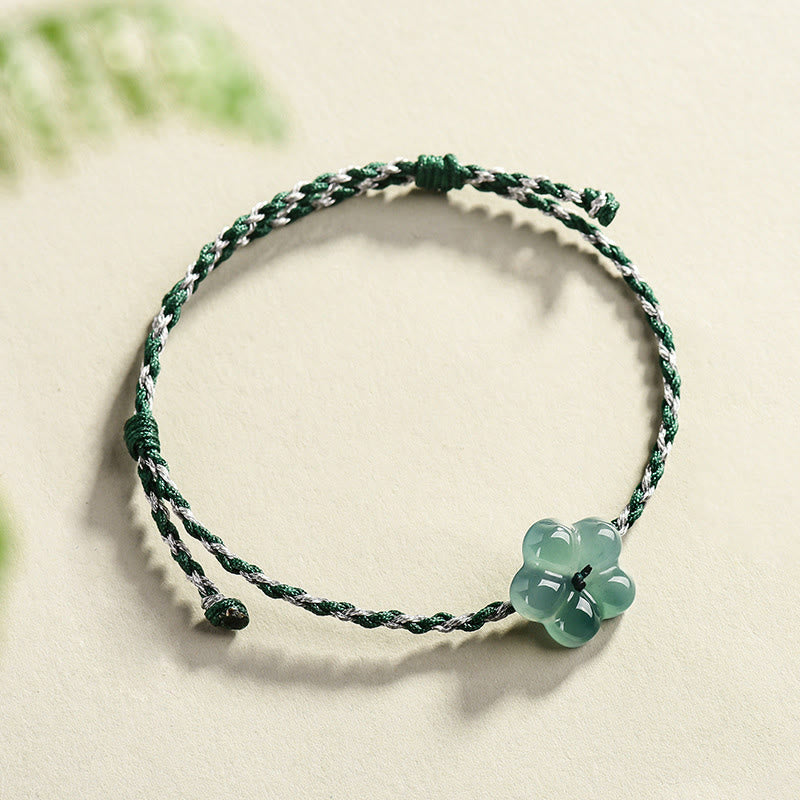 Natural Flower Jade Hand-Woven Prosperity Bracelet