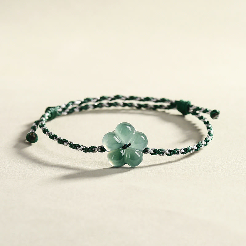 Natural Flower Jade Hand-Woven Prosperity Bracelet