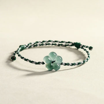 Natural Flower Jade Hand-Woven Prosperity Bracelet