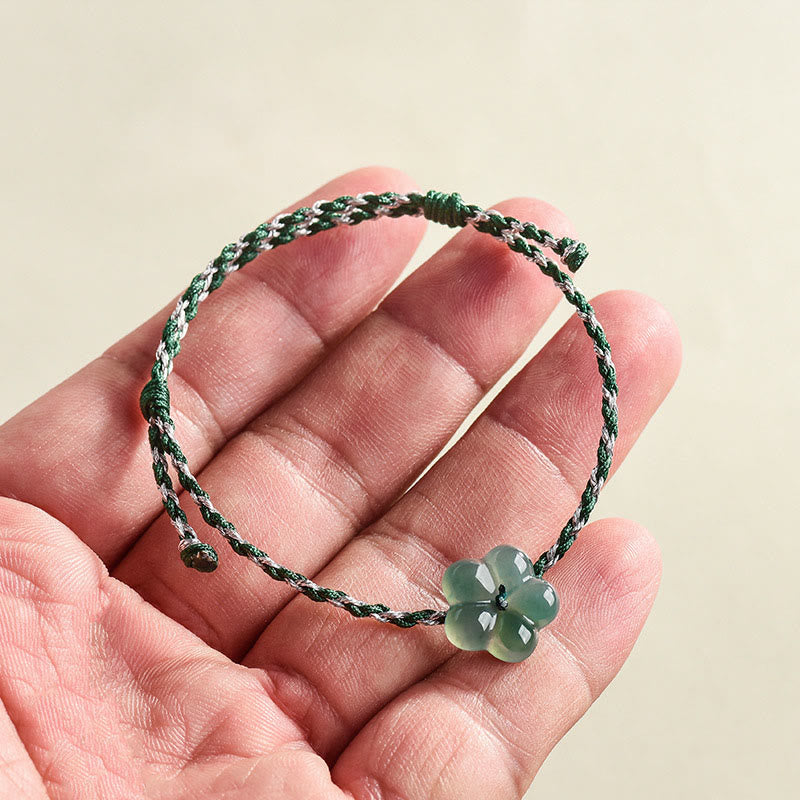Natural Flower Jade Hand-Woven Prosperity Bracelet