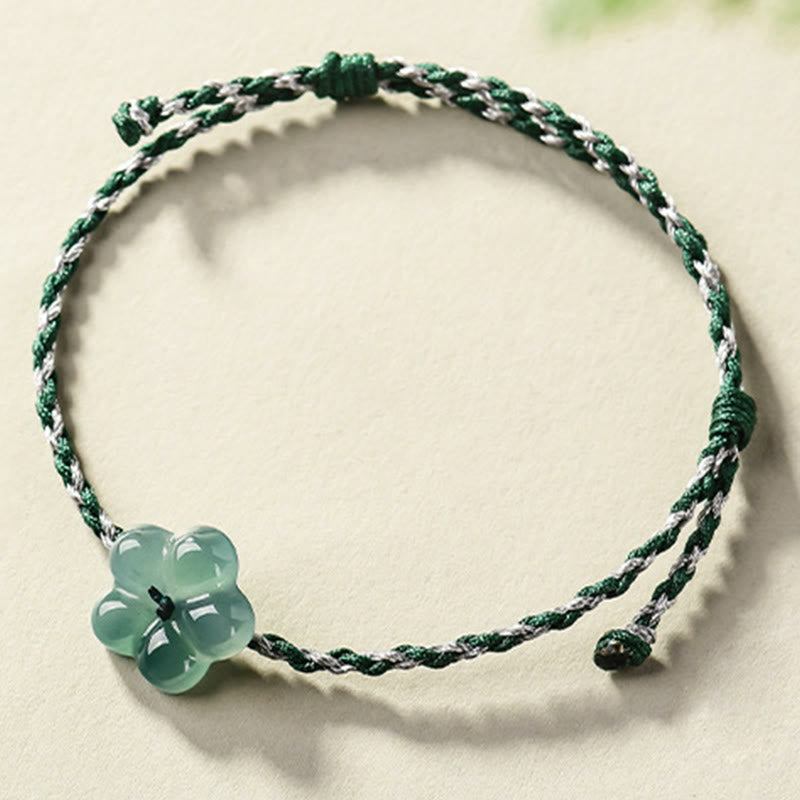 Natural Flower Jade Hand-Woven Prosperity Bracelet