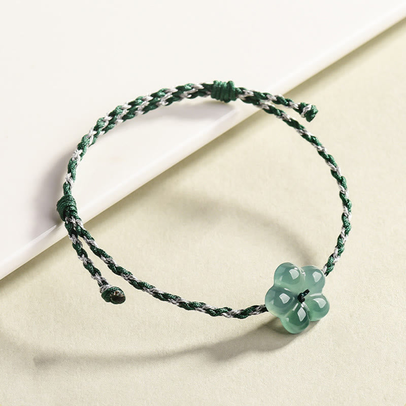 Natural Flower Jade Hand-Woven Prosperity Bracelet