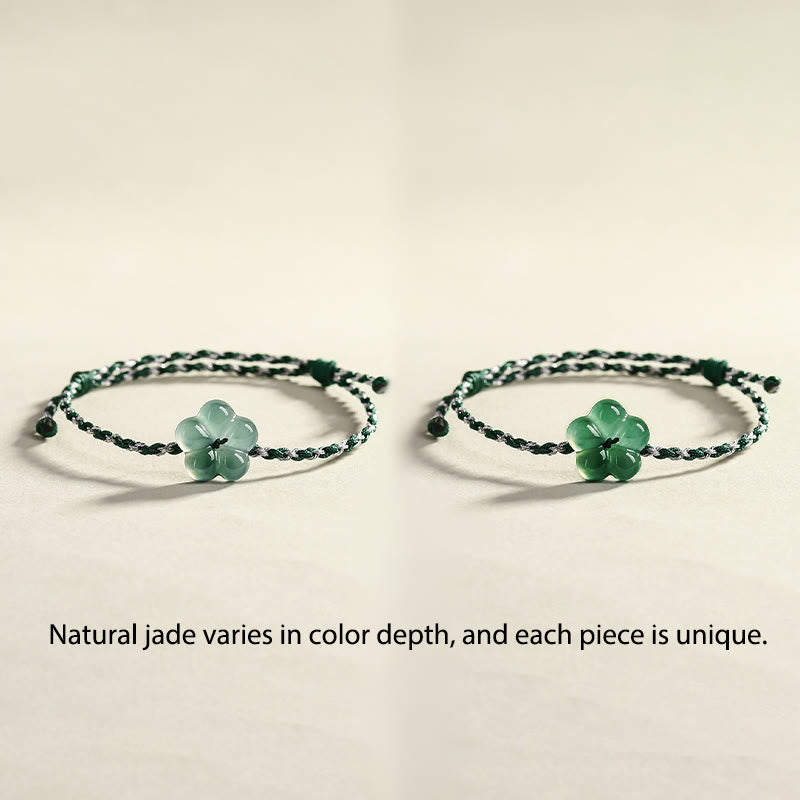 Natural Flower Jade Hand-Woven Prosperity Bracelet