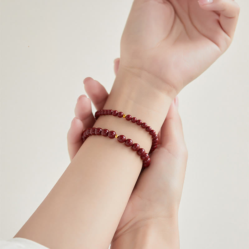 999 Gold Cinnabar Simple Design Concentration Bracelet