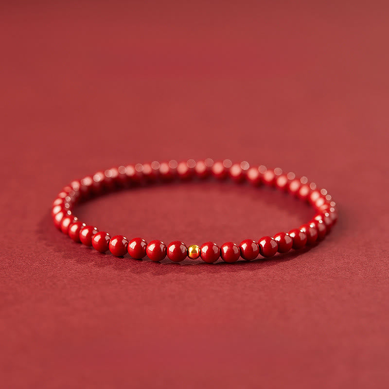 999 Gold Cinnabar Simple Design Concentration Bracelet
