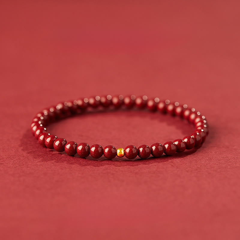 999 Gold Cinnabar Simple Design Concentration Bracelet