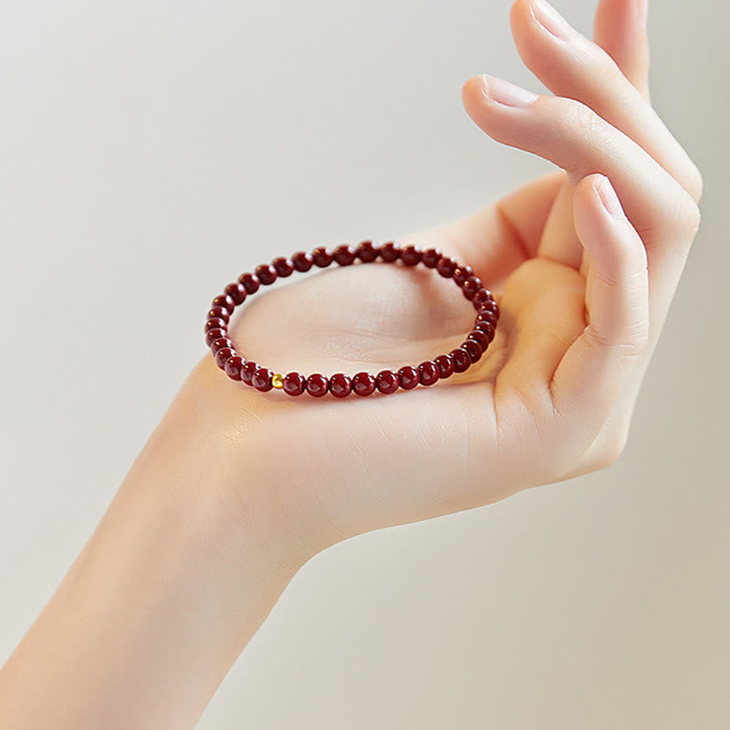 999 Gold Cinnabar Simple Design Concentration Bracelet