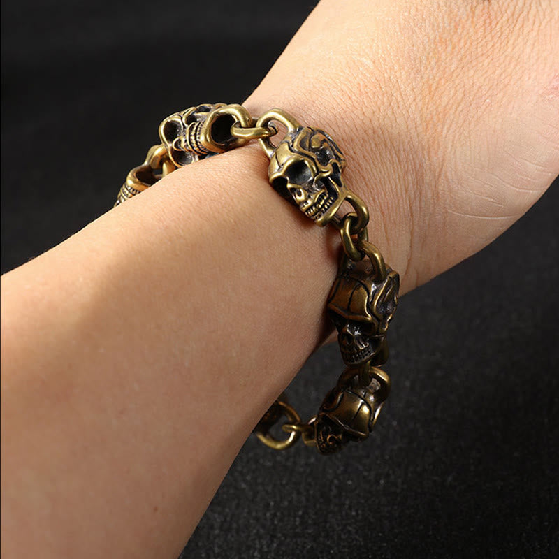 Retro Copper Brass Citipati Kapala Skull Lord of the Corpse Forest Bracelet