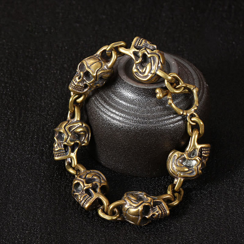 Retro Copper Brass Citipati Kapala Skull Lord of the Corpse Forest Bracelet