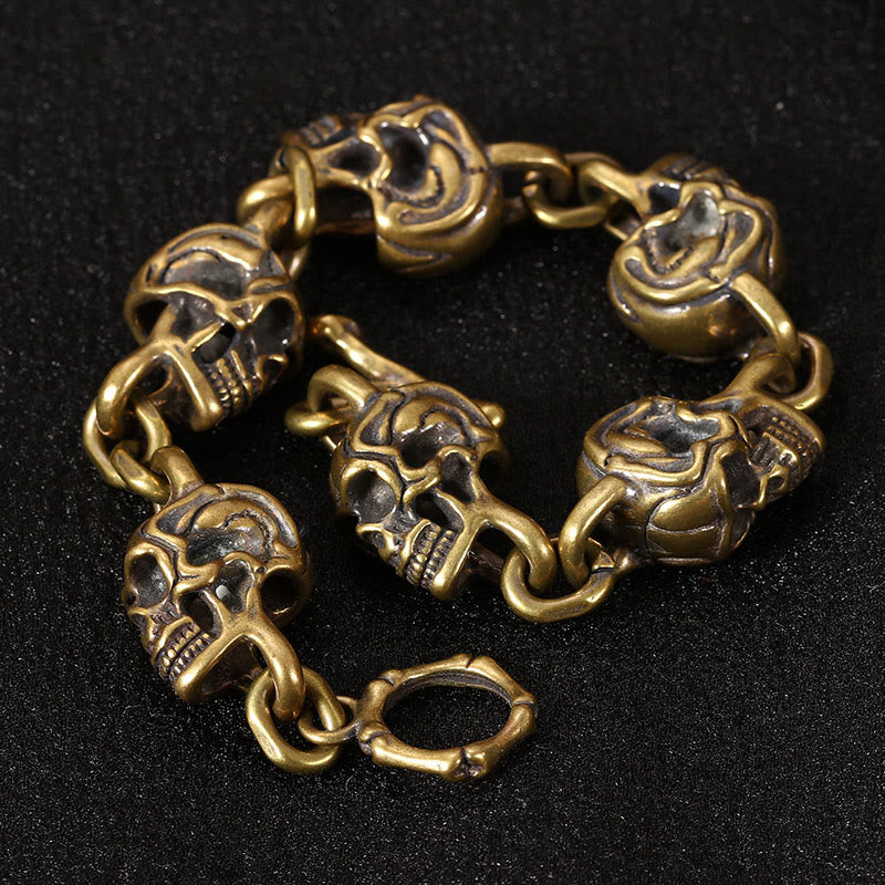 Retro Copper Brass Citipati Kapala Skull Lord of the Corpse Forest Bracelet