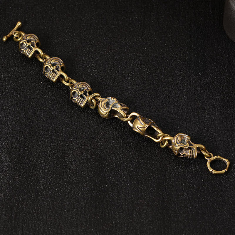 Retro Copper Brass Citipati Kapala Skull Lord of the Corpse Forest Bracelet