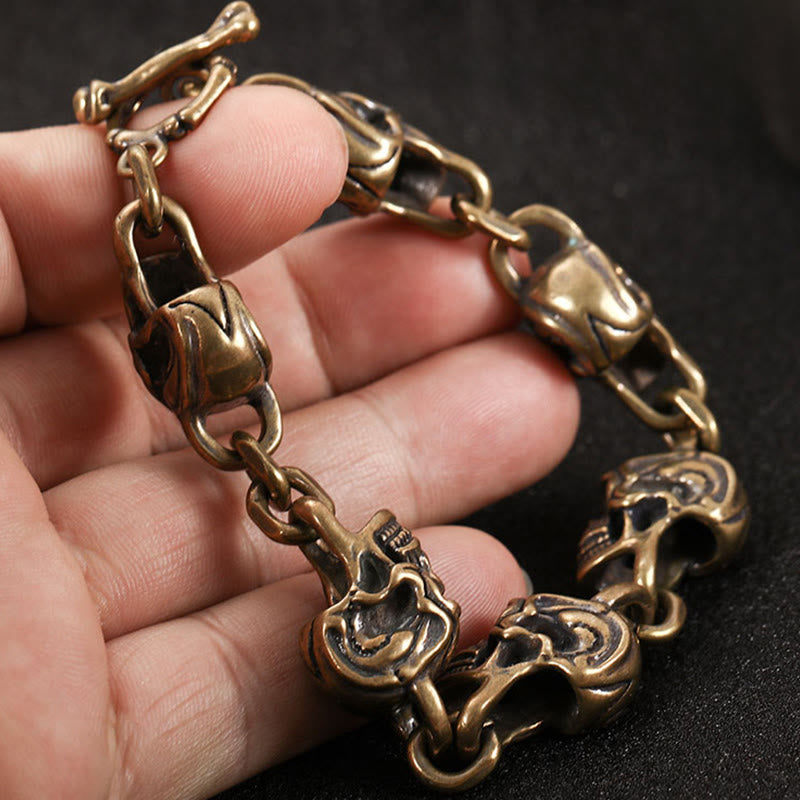 Retro Copper Brass Citipati Kapala Skull Lord of the Corpse Forest Bracelet