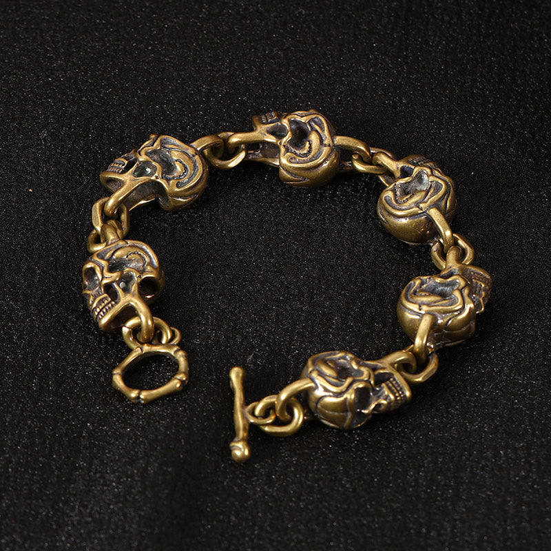 Retro Copper Brass Citipati Kapala Skull Lord of the Corpse Forest Bracelet