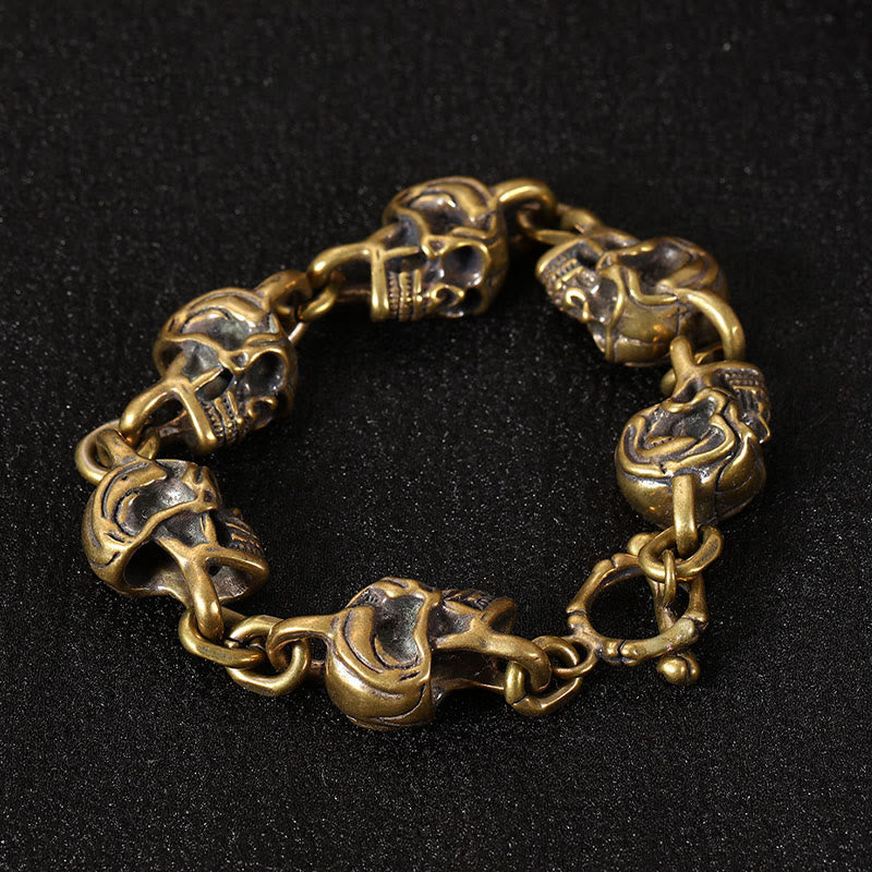 Retro Copper Brass Citipati Kapala Skull Lord of the Corpse Forest Bracelet