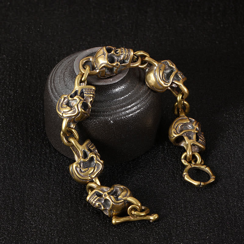 Retro Copper Brass Citipati Kapala Skull Lord of the Corpse Forest Bracelet