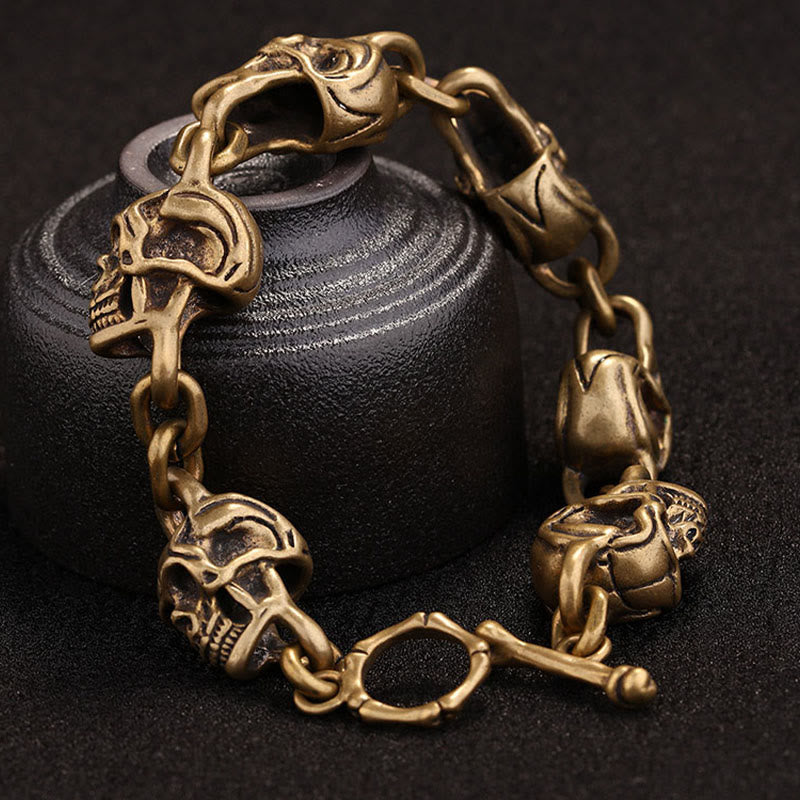 Retro Copper Brass Citipati Kapala Skull Lord of the Corpse Forest Bracelet