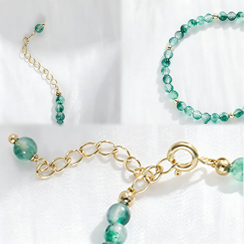 Natural Moss Agate and 14K Gold Plated Minimalist Adjustable Bracelet