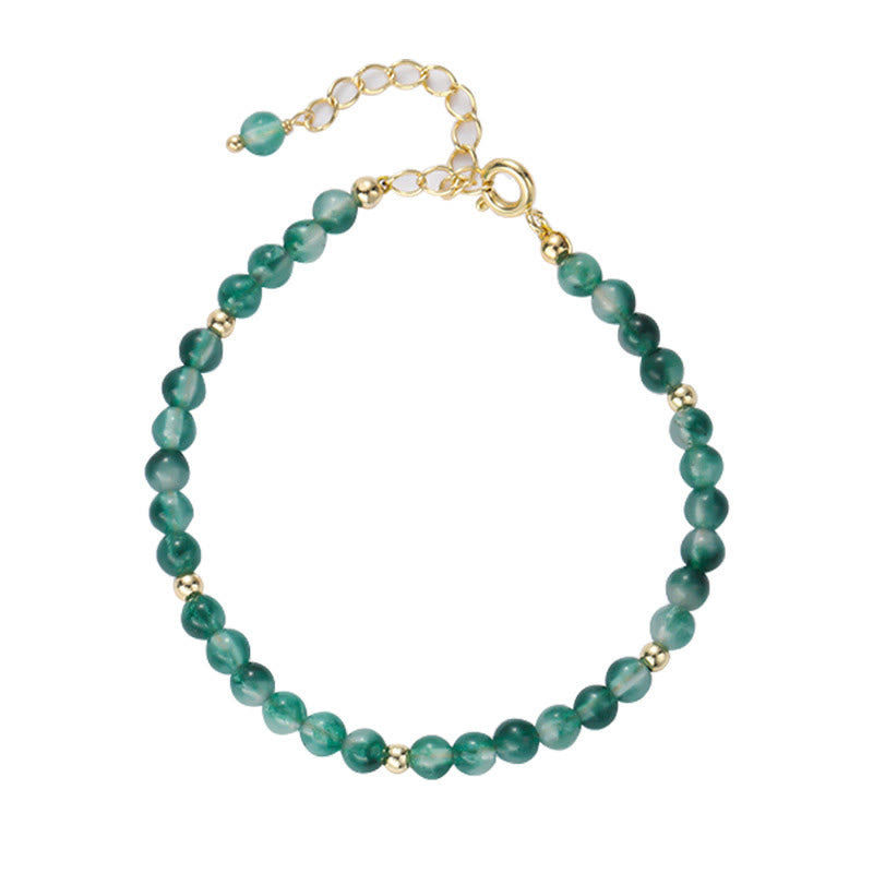 Natural Moss Agate and 14K Gold Plated Minimalist Adjustable Bracelet
