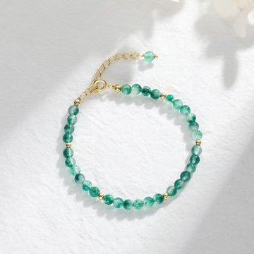 Natural Moss Agate and 14K Gold Plated Minimalist Adjustable Bracelet