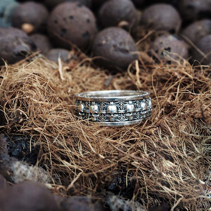 Sterling Silver and Copper Citipati Kapala Skull New Beginning Statement Ring