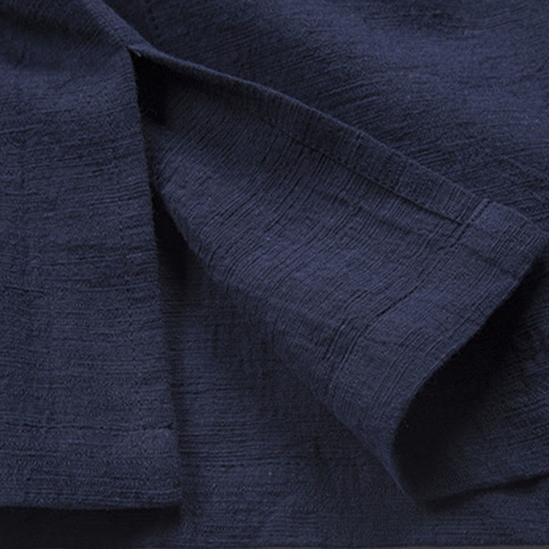 Solid Color Casual Frog-button Men's Shirt Clothing
