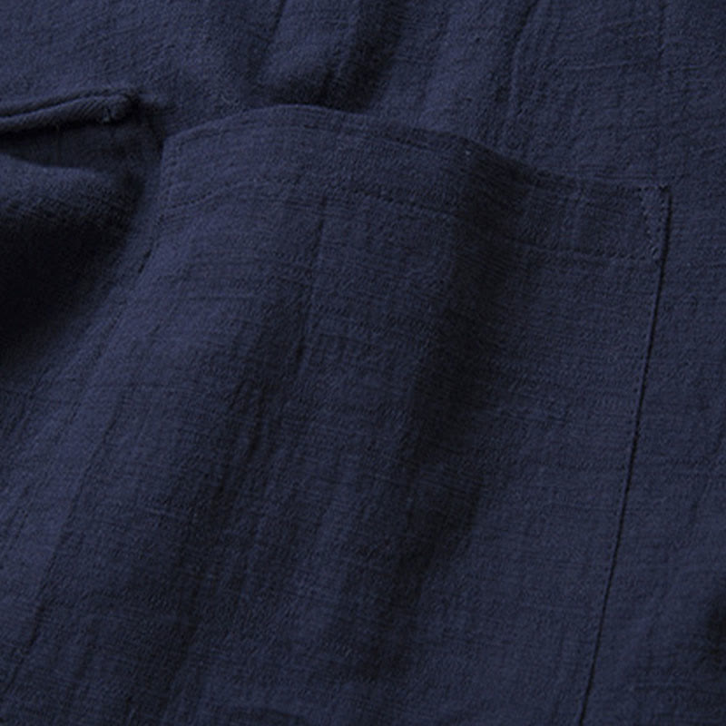 Solid Color Casual Frog-button Men's Shirt Clothing