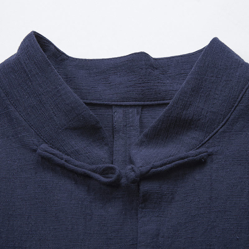 Solid Color Casual Frog-button Men's Shirt Clothing