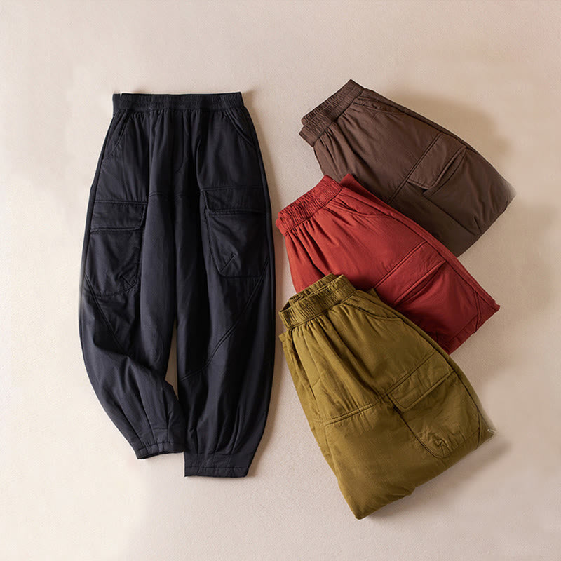 Thermal Cotton-Padded Tapered Meditation Harem Pants