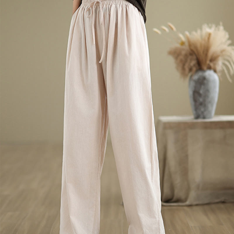 Tactile Cotton Straight-Leg Mindful Meditation Pants
