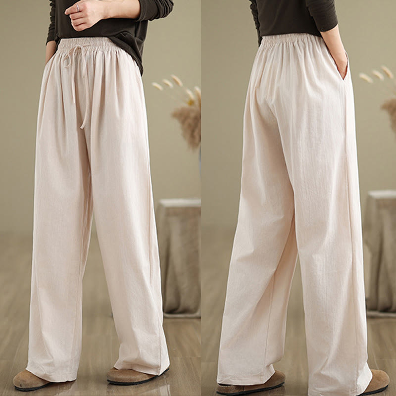 Tactile Cotton Straight-Leg Mindful Meditation Pants