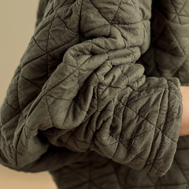 Women's Buttons Long Sleeve Thickened Cotton Jacket With Pockets