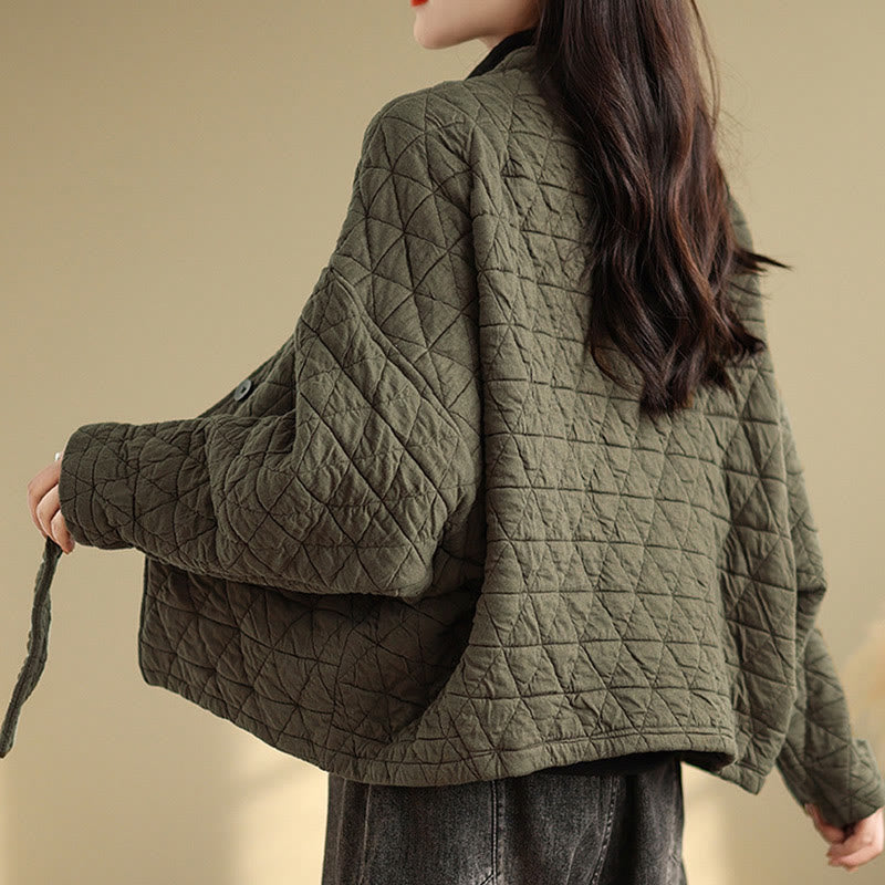 Women's Buttons Long Sleeve Thickened Cotton Jacket With Pockets