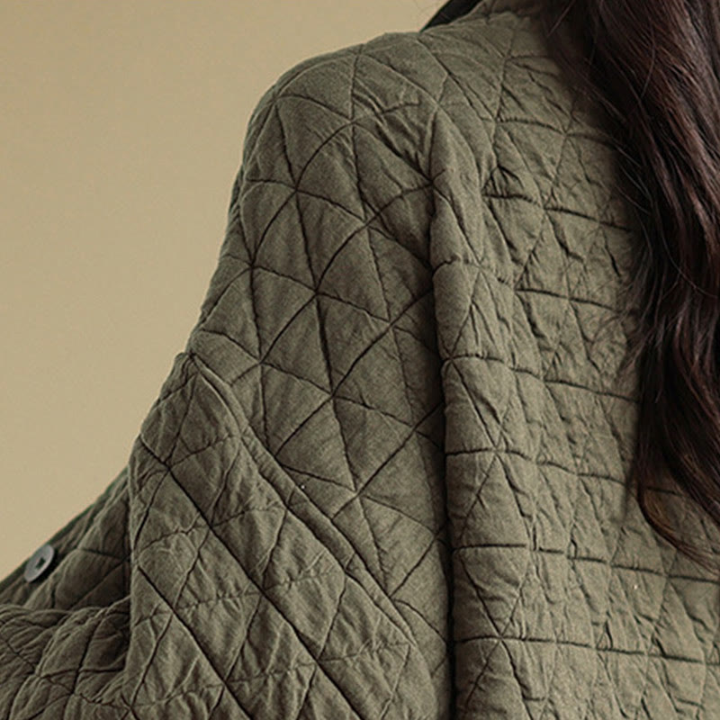 Women's Buttons Long Sleeve Thickened Cotton Jacket With Pockets