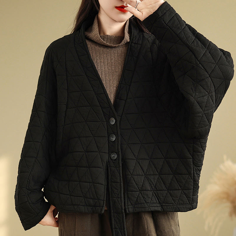 Women's Buttons Long Sleeve Thickened Cotton Jacket With Pockets